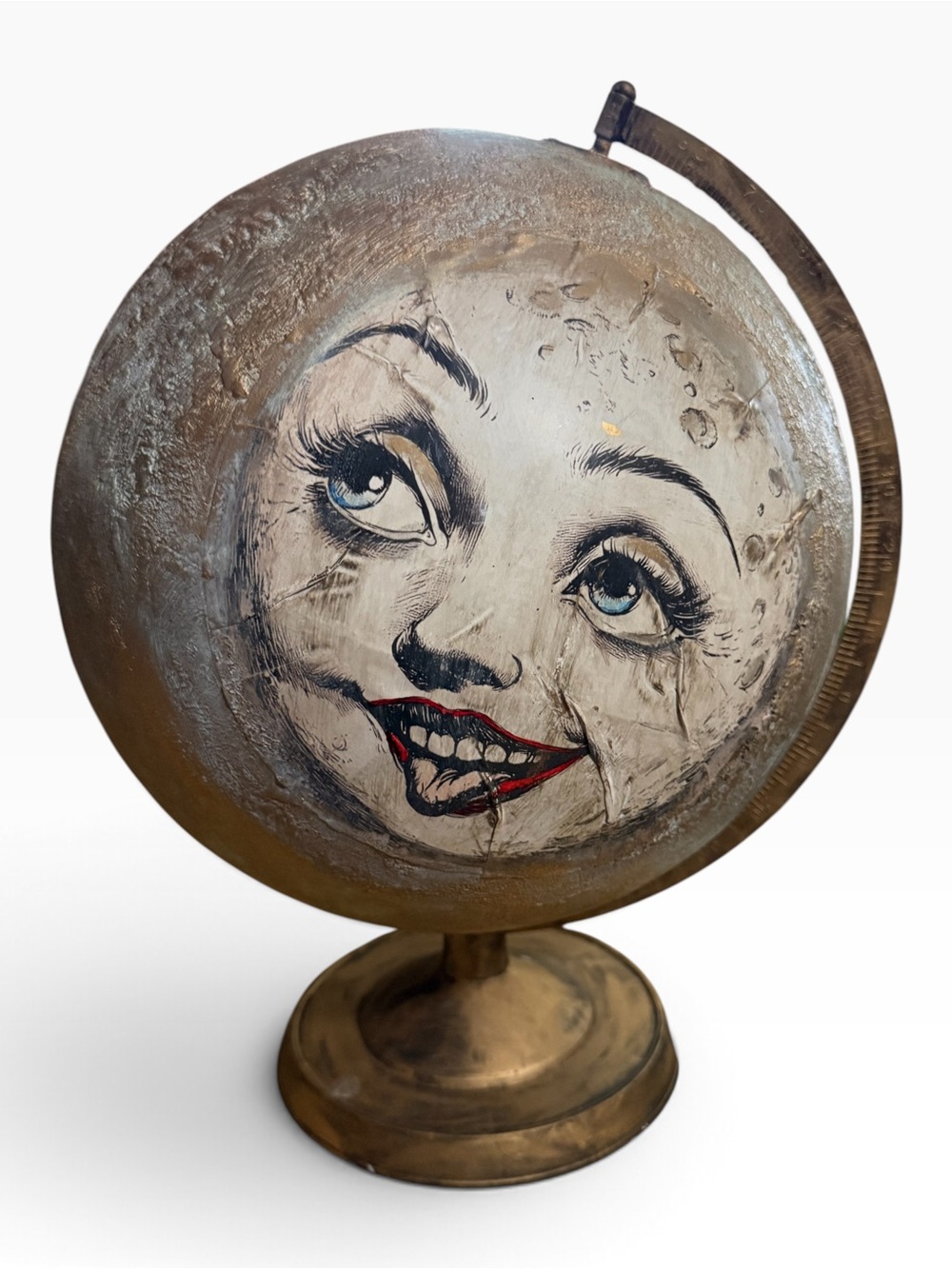 Vintage Inspired Custom "Man in the Moon" Art Globe - Whimsical Celestial Decor